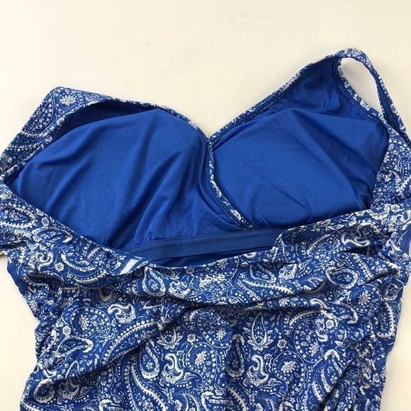 Lole blue white paisley print one piece swimsuit NEW with tags Size 16 - Picture 7 of 8